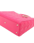 Pre-Loved Lady Dior Handbag Cannage Leather Large with Gold Hardware, Pink