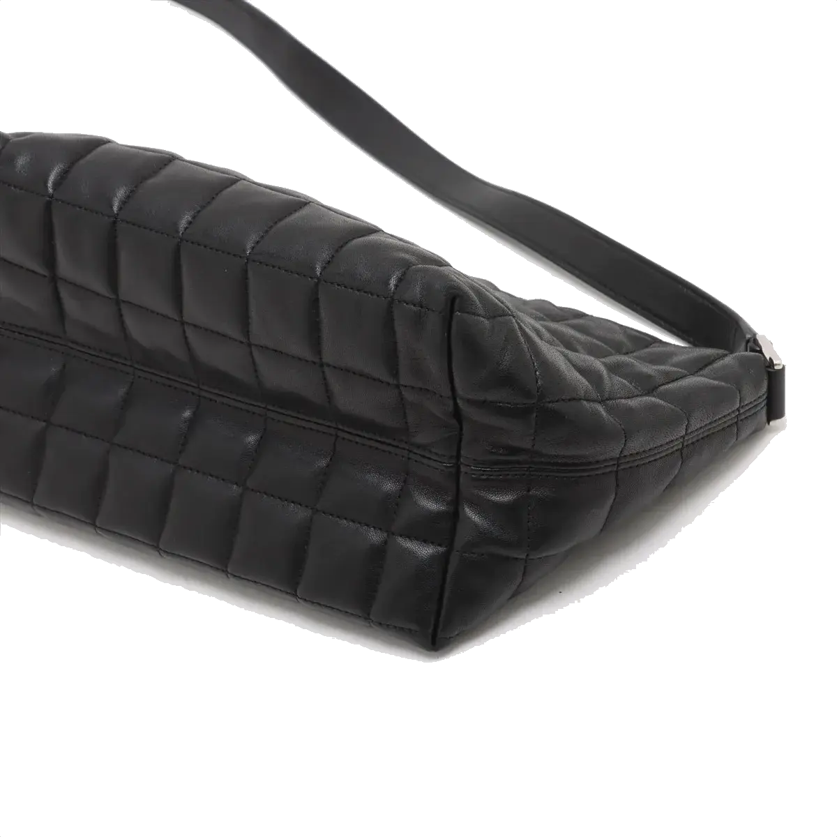 Pre-Loved Quilted Carré Pochette Shoulder Bag Quilted Leather with Silver Hardware, Black