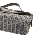Pre-Loved Mamma Baguette Shoulder Bag Zucchino Coated Canvas with Silver Hardware, Grey / Navy