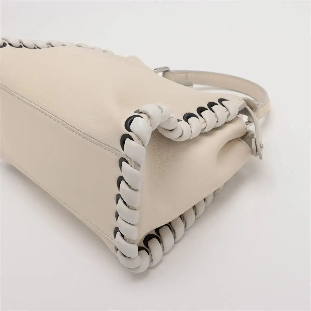 Pre-Loved Peekaboo Handbag Leather Mini with Silver Hardware, Ivory