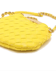 Pre-Loved Sardine Mini Shoulder Bag Intrecciato Leather Mini with Gold Hardware, Yellow