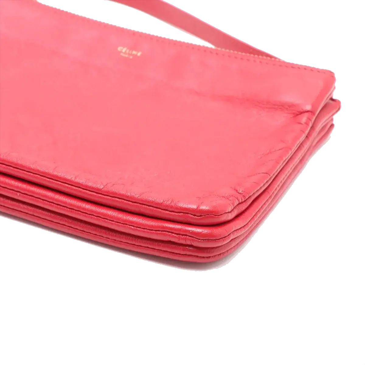 Pre-Loved Trio Crossbody Bag Leather Small with Gold Hardware, Pink