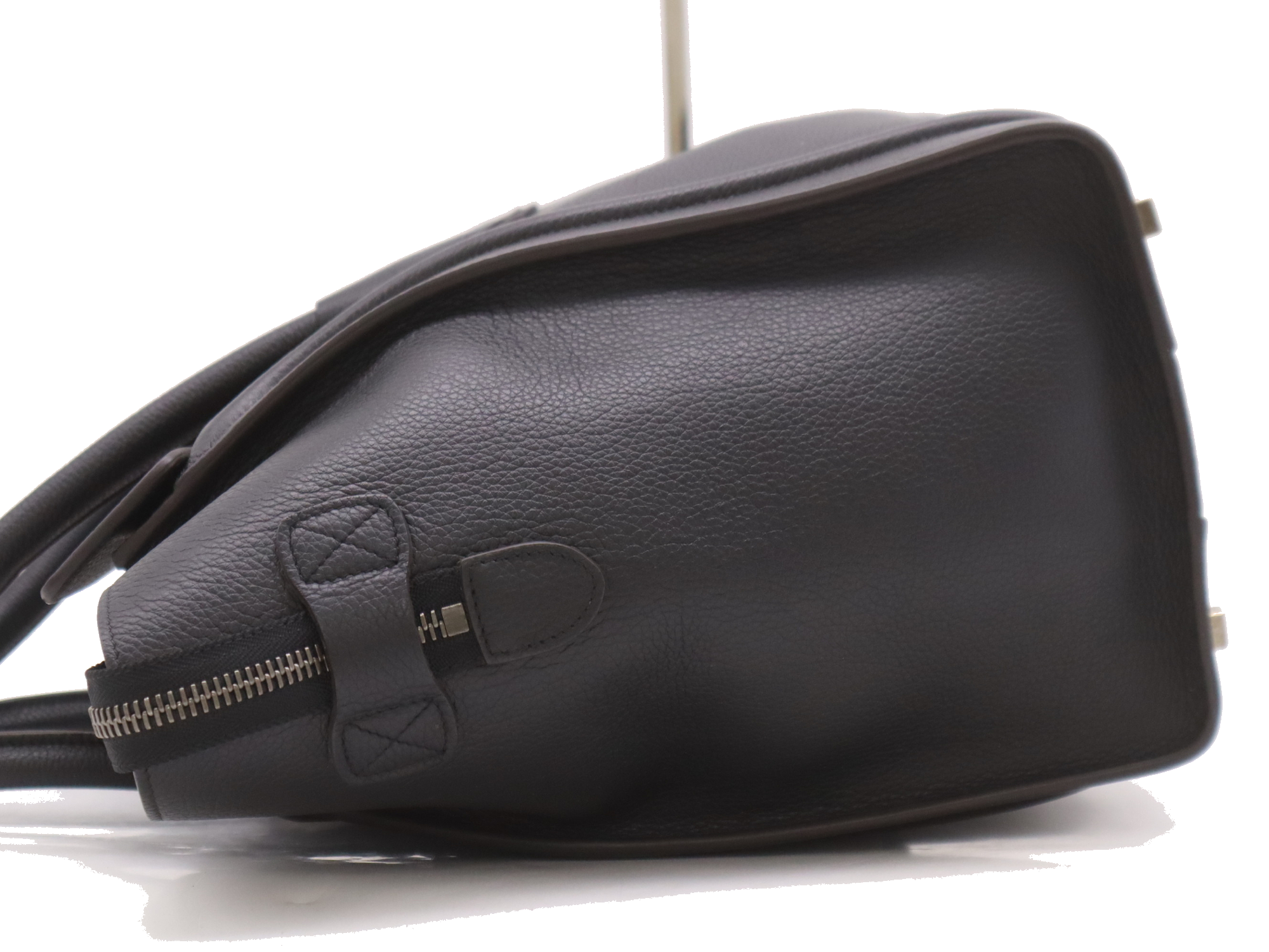 Pre-Loved Luggage Tote Leather Mini with Silver Hardware, Black