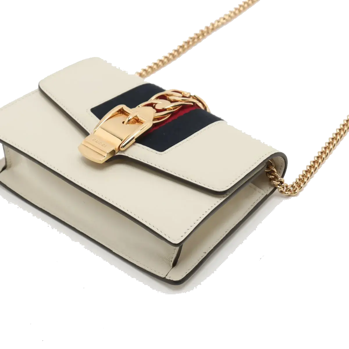 Pre-Loved Sylvie Crossbody Bag Leather Mini with Gold Hardware, White