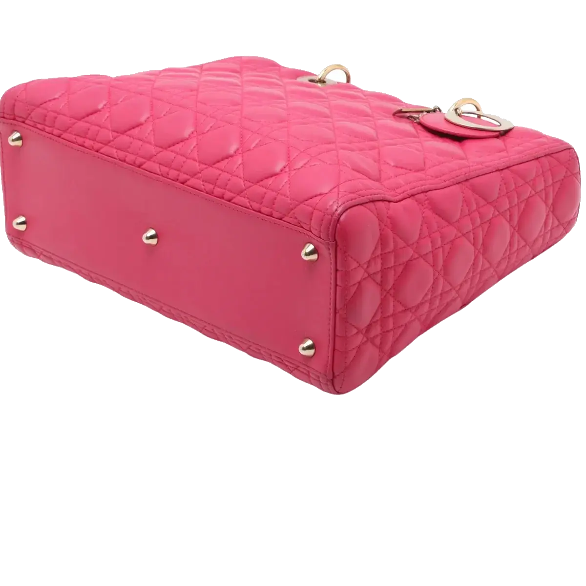Pre-Loved Lady Dior Handbag Cannage Leather Large with Gold Hardware, Pink