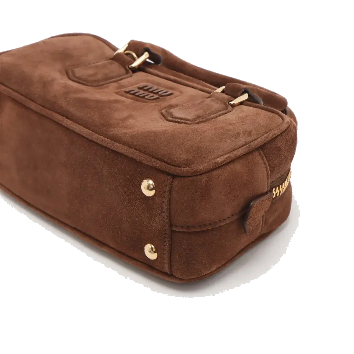 Pre-Loved Arcadie Handbag Suede Small with Gold Hardware, Brown