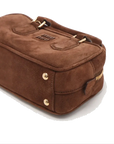 Pre-Loved Arcadie Handbag Suede Small with Gold Hardware, Brown