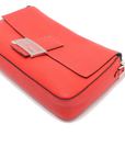 Pre-Loved Baguette Shoulder Bag Leather with Silver Hardware, Red