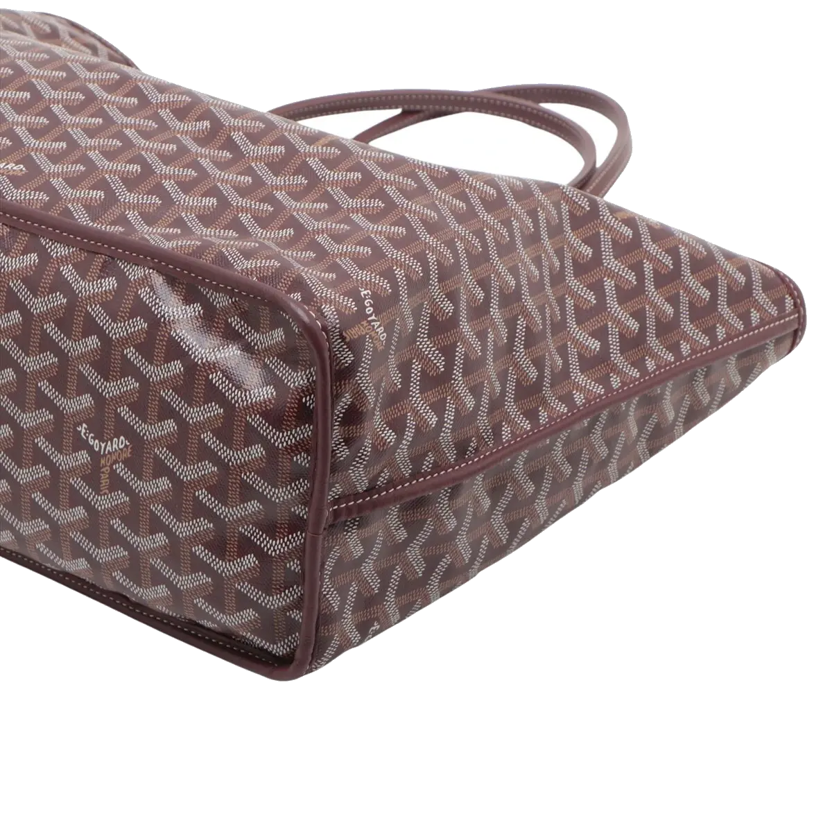 Pre-Loved Anjou Tote Goyardine Chevron Coated Canvas PM with Silver Hardware, Burgundy