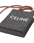 Pre-Loved Vertical Cabas Tote Triomphe Canvas Coated Mini with Gold Hardware, Brown