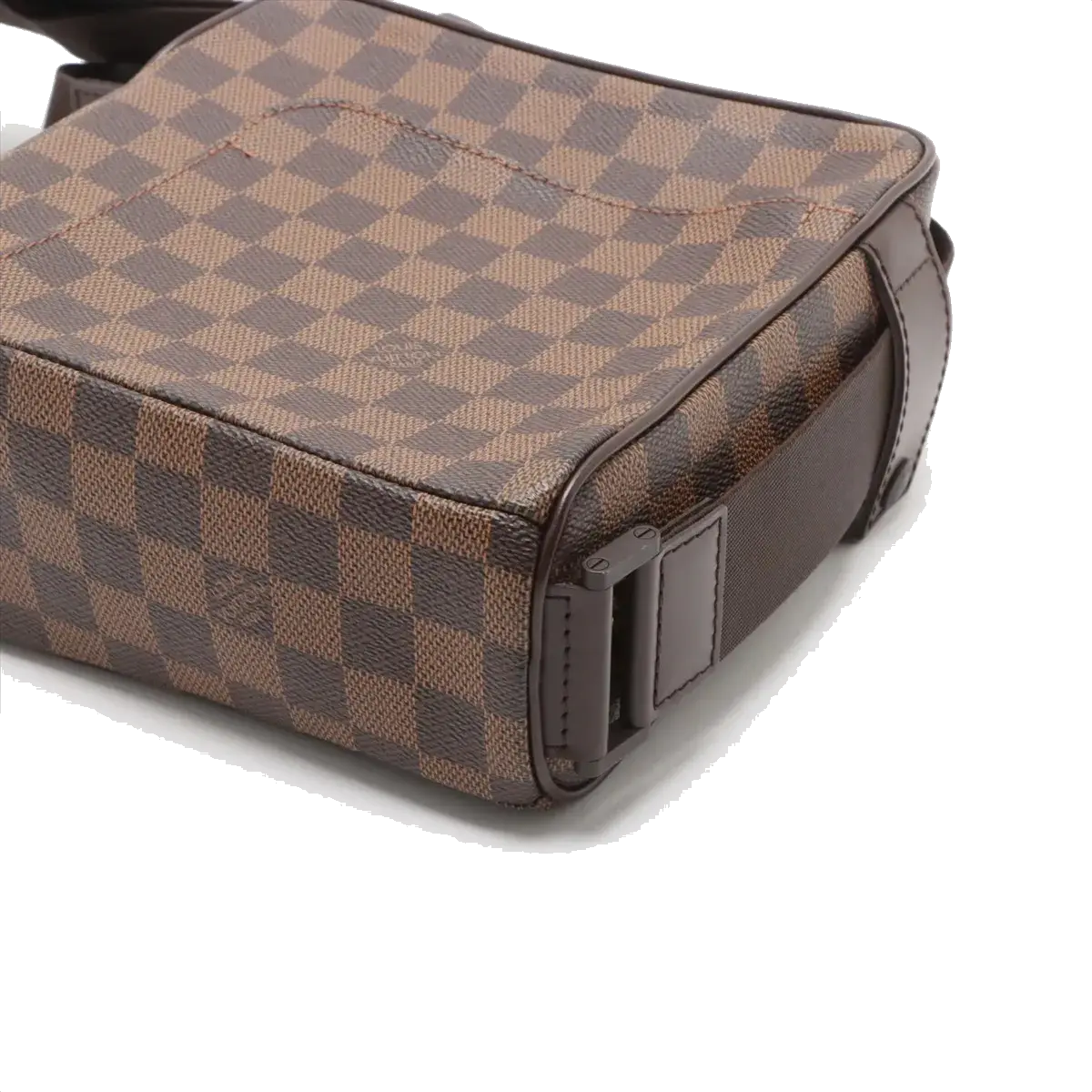 Pre-Loved Olav Crossbody Bag Damier Coated Canvas PM with Gold Hardware, Brown
