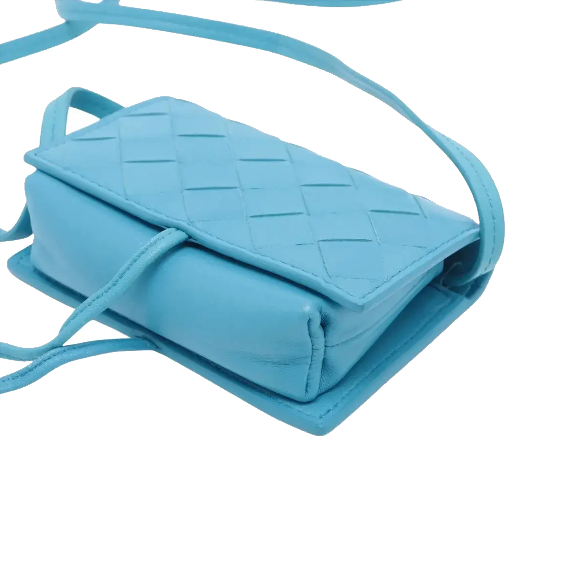Pre-Loved Intrecciato Mini Crossbody Crossbody Bag Intrecciato Leather Mini, Light Blue