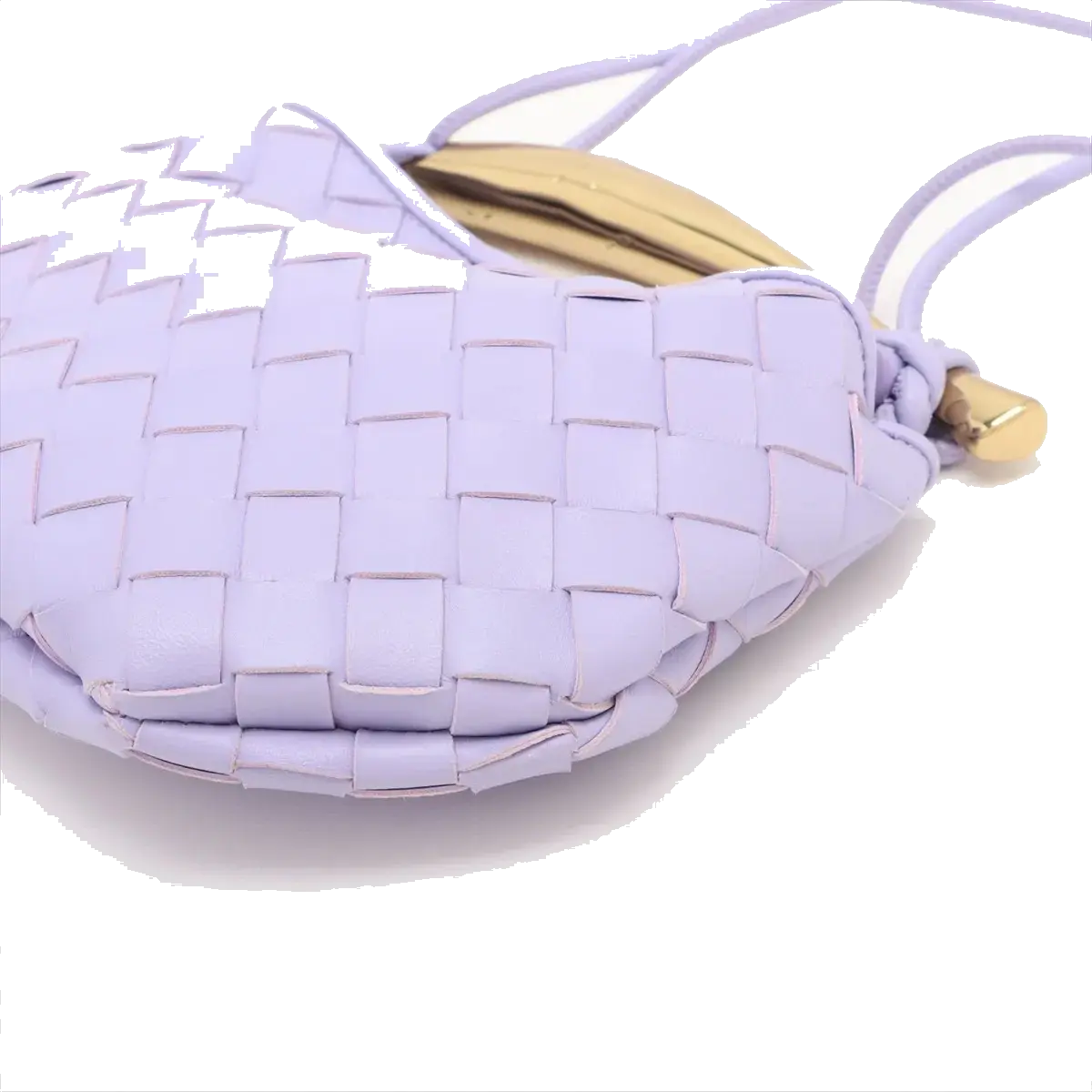 Pre-Loved Sardine Crossbody Bag Intrecciato Leather Mini with Gold Hardware, Lilac