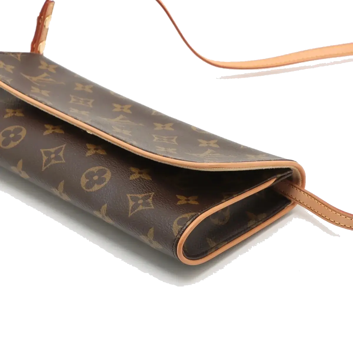 Pre-Loved Pochette Twin Crossbody Bag Monogram Coated Canvas GM with Gold Hardware, Brown