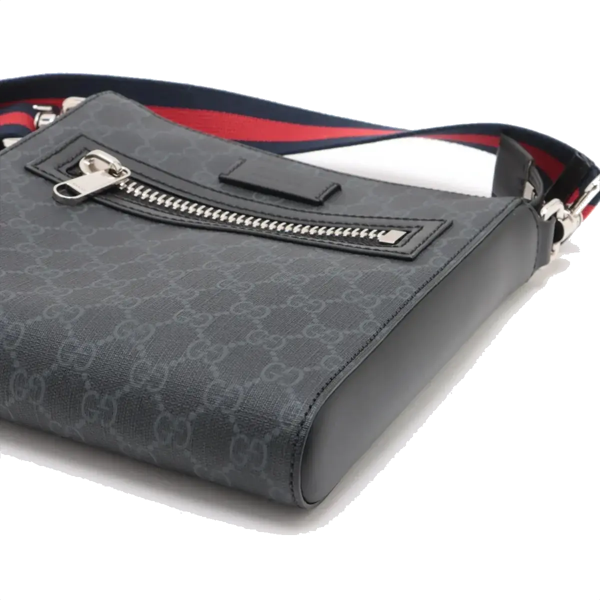 Pre-Loved GG Supreme Messenger Crossbody Bag Monogram Coated Canvas Small with Silver Hardware, Black