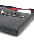 Pre-Loved GG Supreme Messenger Crossbody Bag Monogram Coated Canvas Small with Silver Hardware, Black