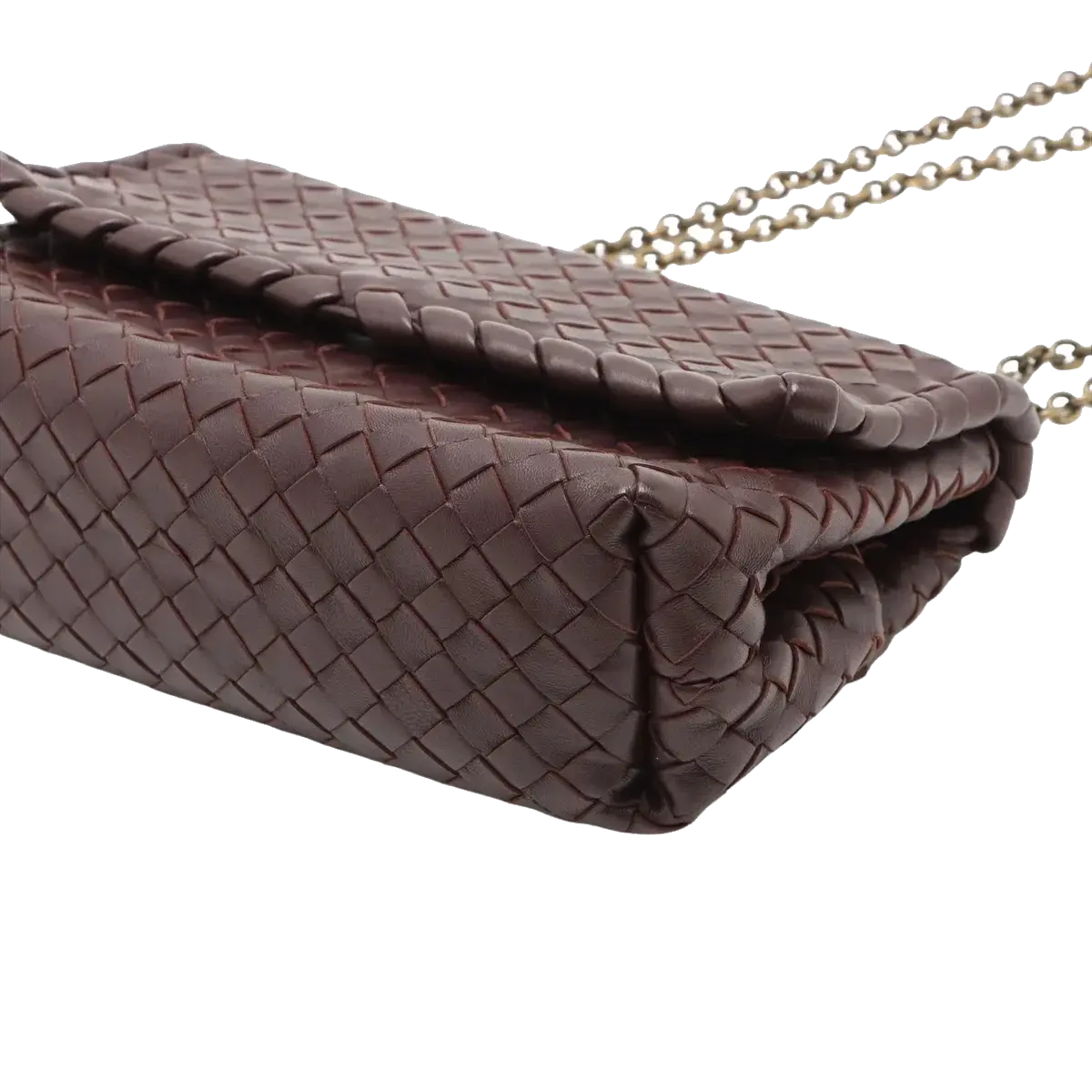Pre-Loved Olimpia Crossbody Bag Intrecciato Leather Baby with Aged Gold Hardware, Burgundy