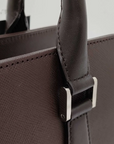 Pre-Loved Tote Leather with Silver Hardware, Dark Brown
