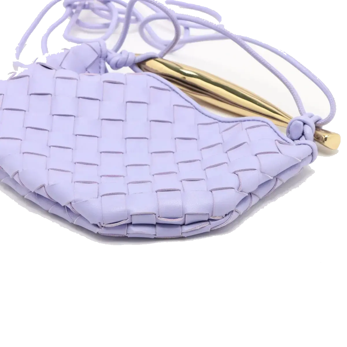 Pre-Loved Sardine Crossbody Bag Intrecciato Leather Mini with Gold Hardware, Lavender