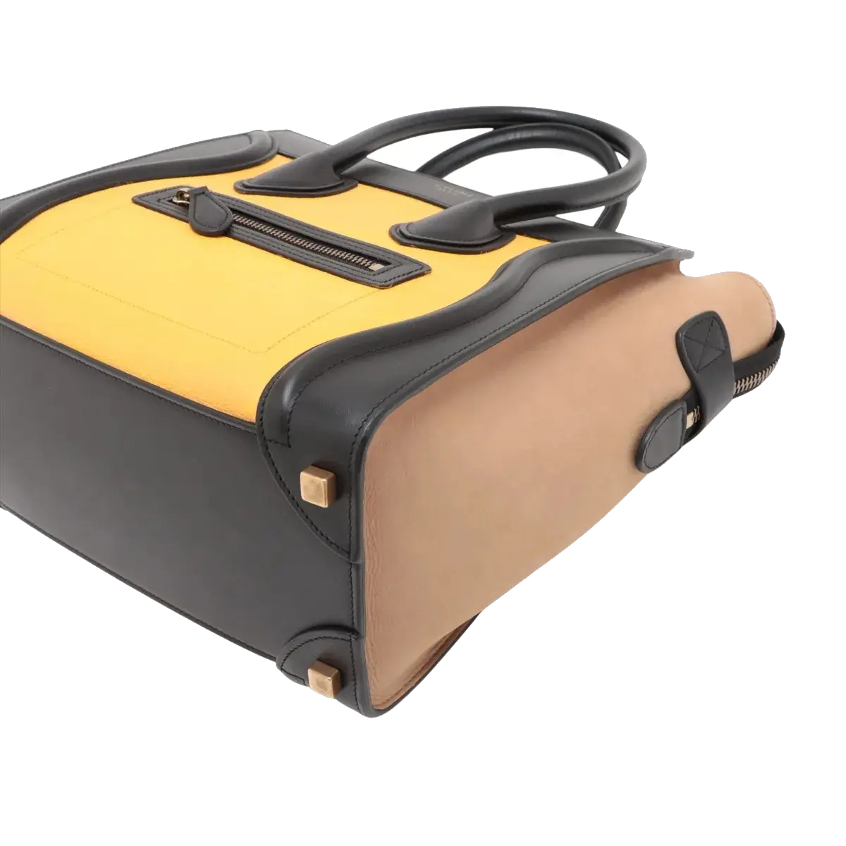 Pre-Loved Luggage Tote Leather Micro with Gold Hardware, Yellow