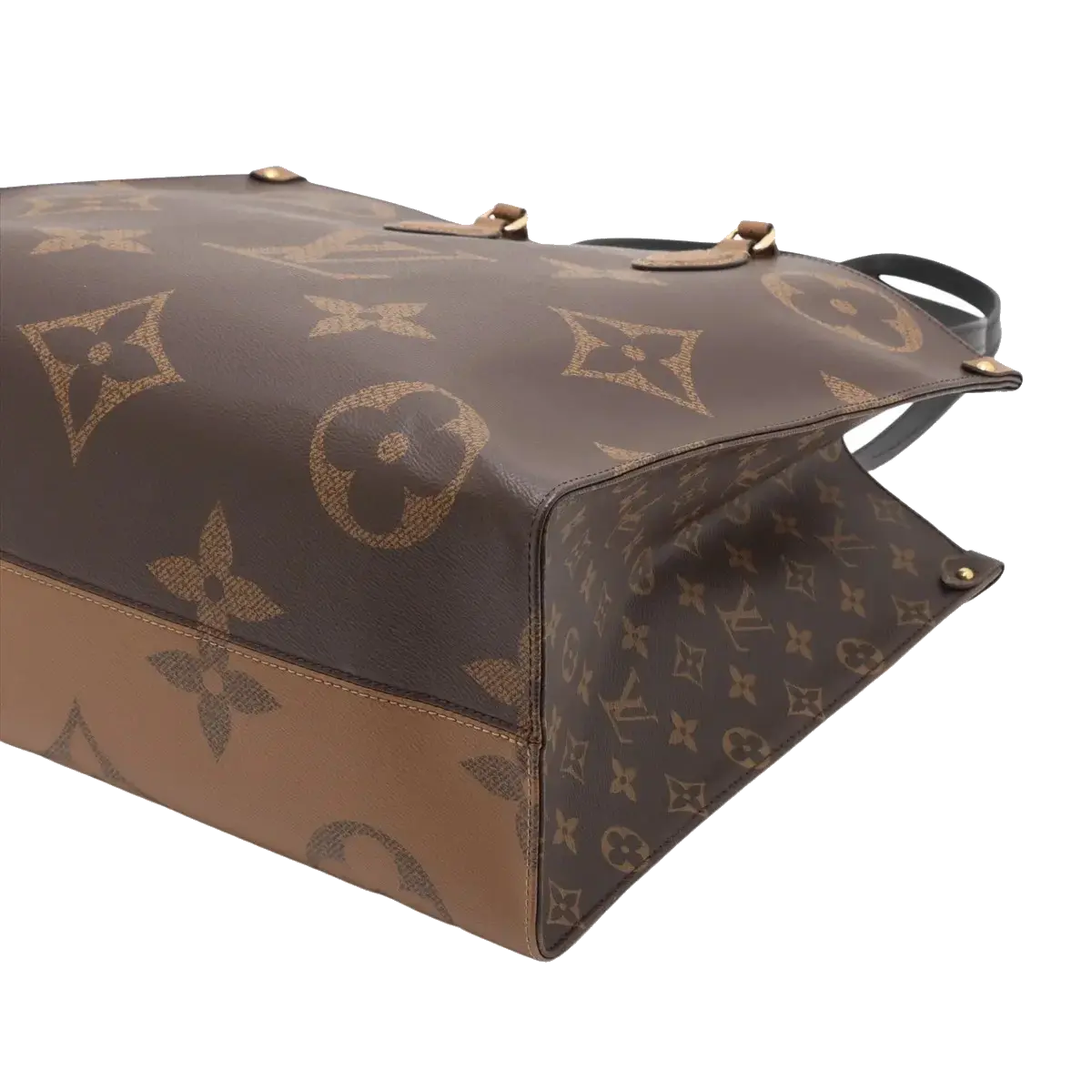 Pre-Loved OnTheGo Tote Monogram Coated Canvas MM with Gold Hardware, Brown