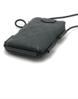 Pre-Loved Phone Pouch Crossbody Bag Monogram Leather with Black Hardware, Black
