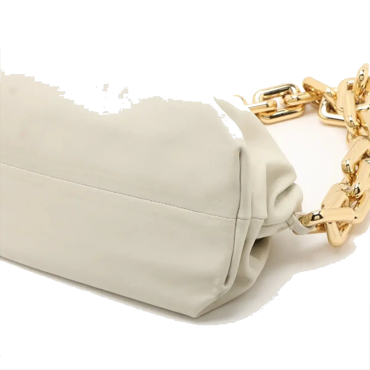 Pre-Loved The Chain Pouch Shoulder Bag Leather with Gold Hardware, Ivory