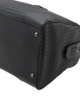 Pre-Loved Intrecciato Boston Duffle Duffle Bag Intrecciato Leather Large with Aged Silver Hardware, Black
