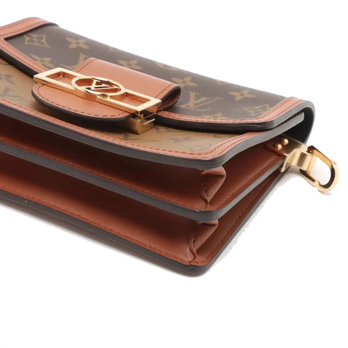 Pre-Loved Dauphine Crossbody Bag Monogram Coated Canvas Mini with Gold Hardware, Brown