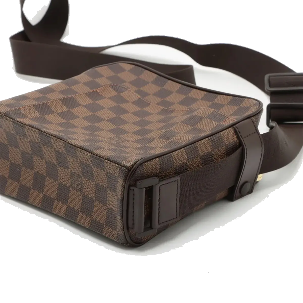 Pre-Loved Olav PM Crossbody Bag Damier Canvas Coated with Gold Hardware PM, Brown