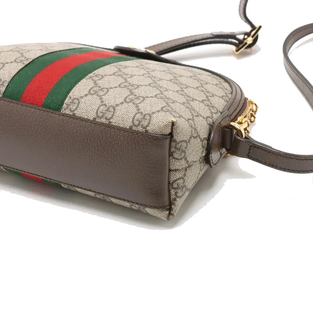 Pre-Loved Ophidia Crossbody Bag Monogram Coated Canvas Small with Gold Hardware, Beige/Ebony