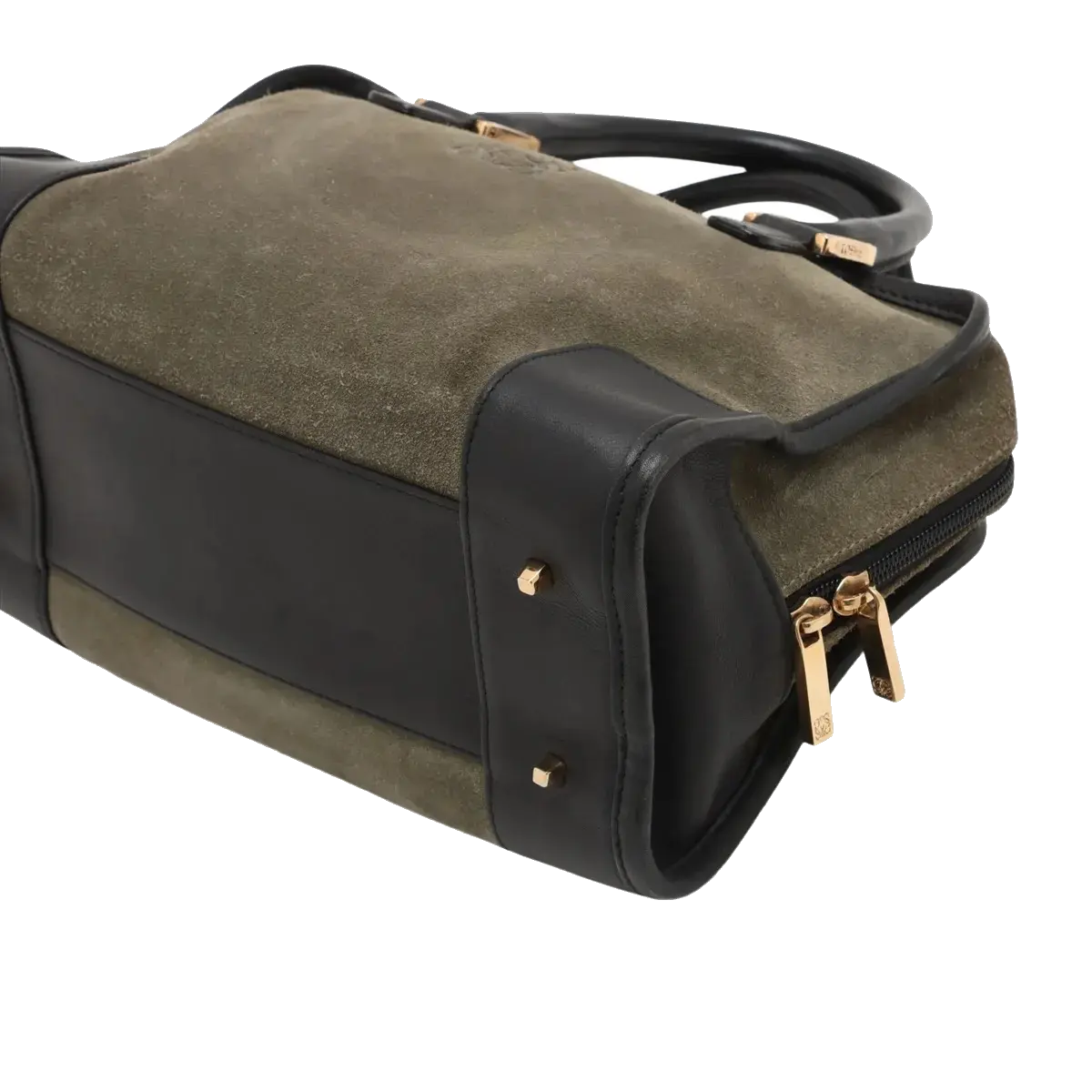 Pre-Loved Amazona Handbag Suede 28 with Gold Hardware, Olive Green