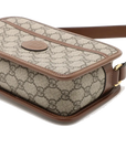 Pre-Loved GG Retro Interlocking G Camera Bag Crossbody Bag GG Supreme Coated Canvas Mini with Gold Hardware, Beige and Ebony