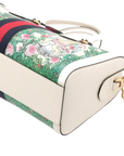 Pre-Loved Ophidia Handbag Floral Print Coated Canvas Small with Gold Hardware, White/Green/Pink