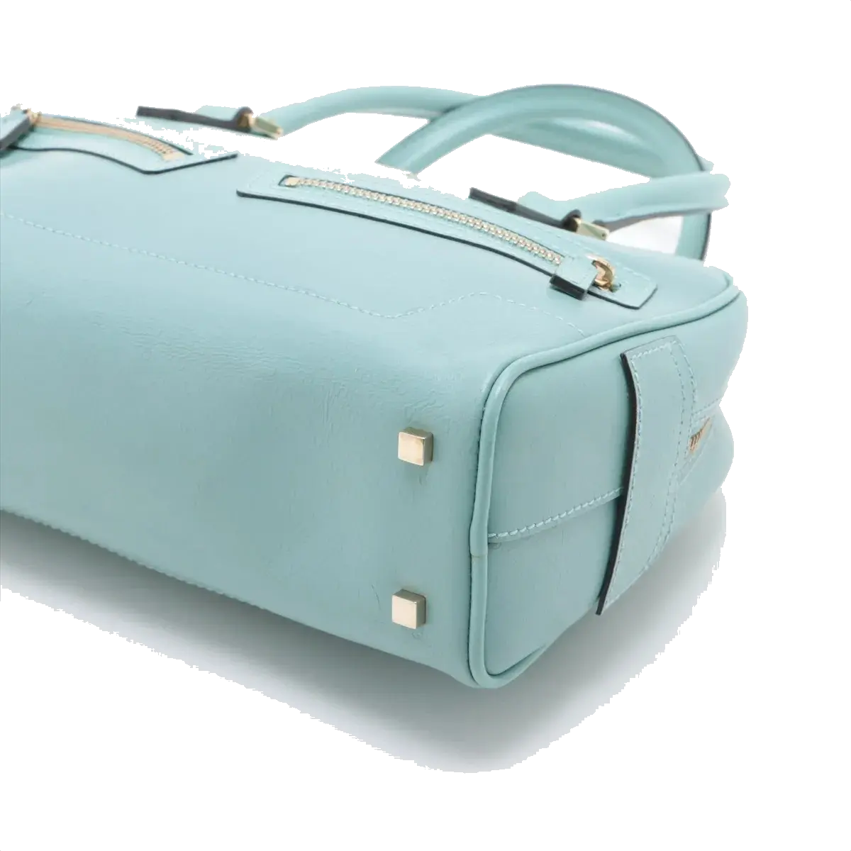 Pre-Loved Boston Handbag Microguccissima Leather Small with Gold Hardware, Light Blue