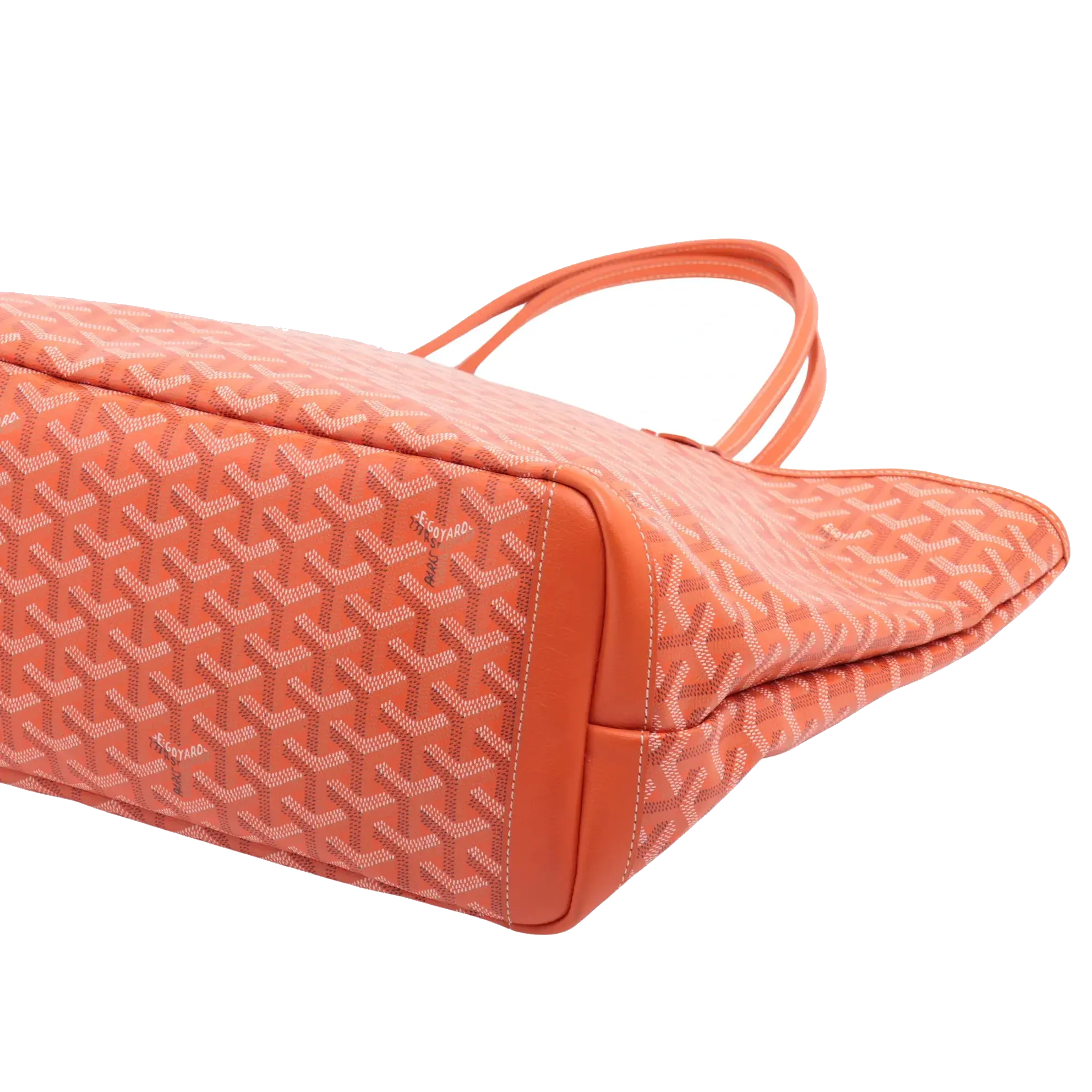 Pre-Loved Artois Tote Goyardine Chevron Coated Canvas PM with Silver Hardware, Orange