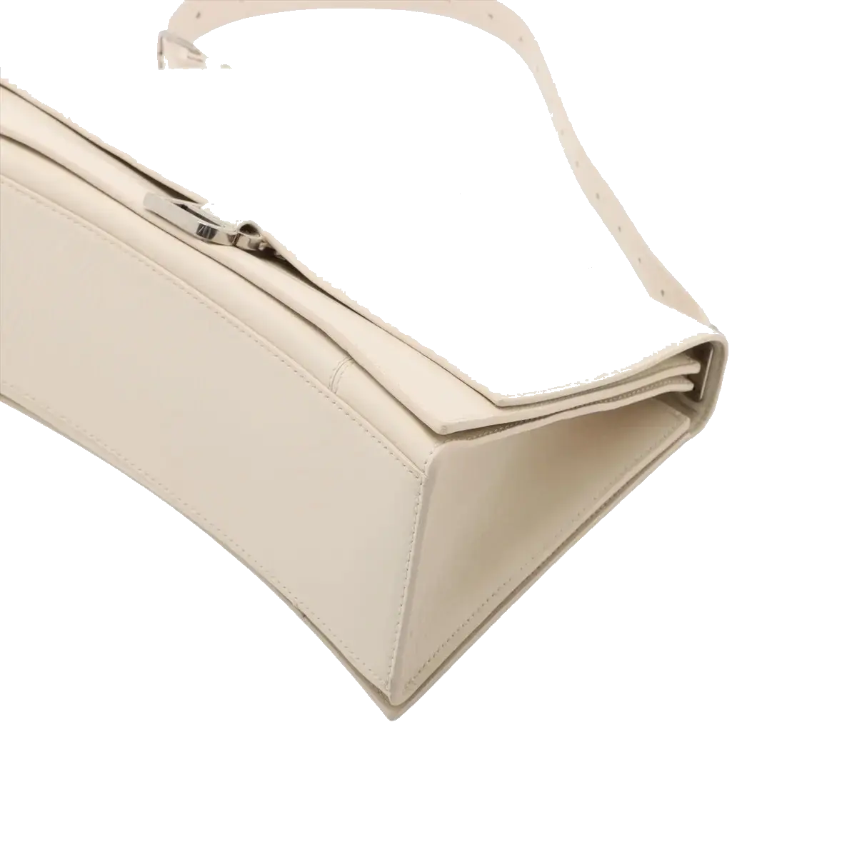 Pre-Loved Crush Sling Shoulder Bag Leather Small with Silver Hardware, Cream