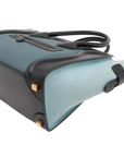 Pre-Loved Luggage Micro Tote Leather Micro with Gold Hardware, Light Blue, Teal Blue, and Black