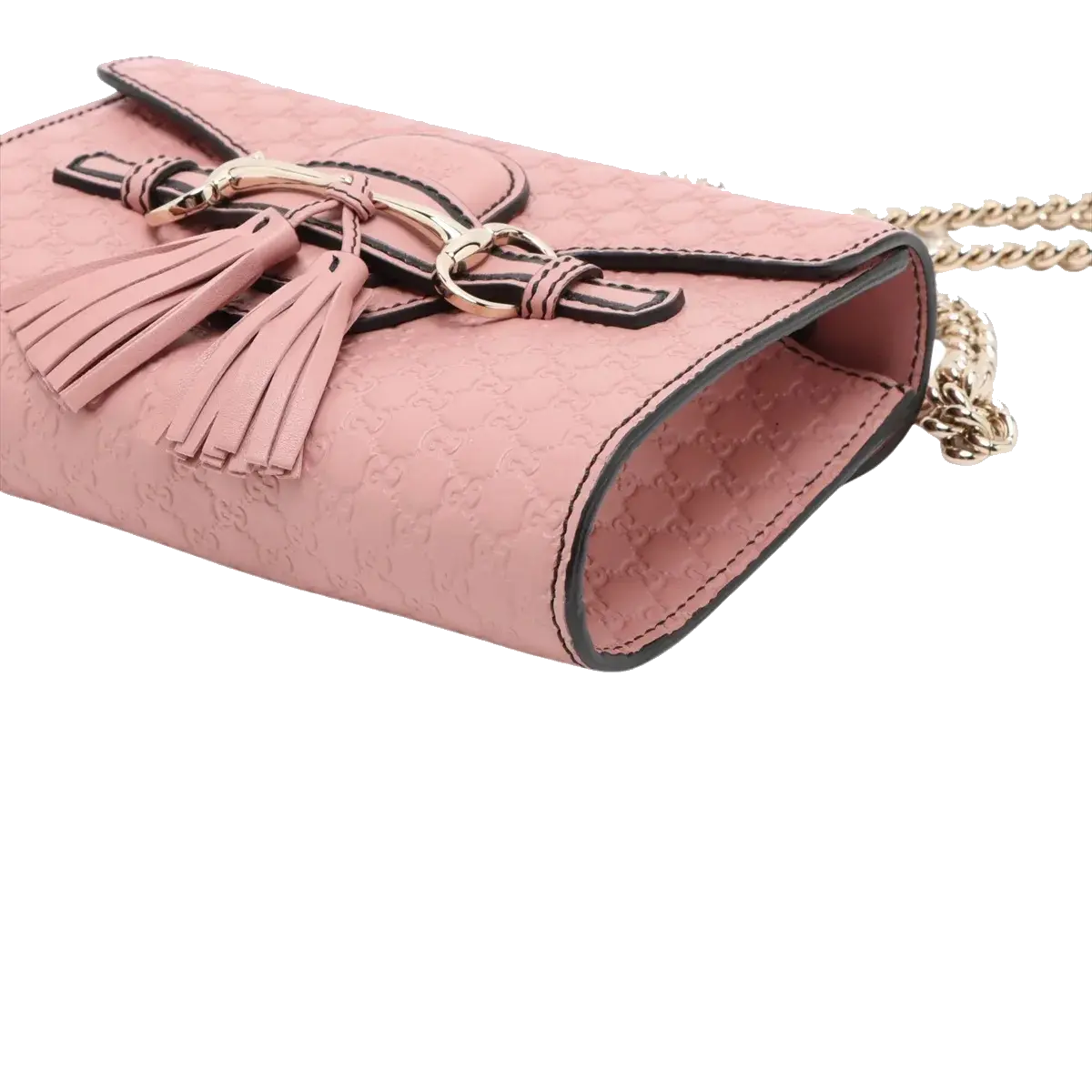 Pre-Loved Emily Crossbody Bag Microguccissima Leather Mini with Gold Hardware, Pink