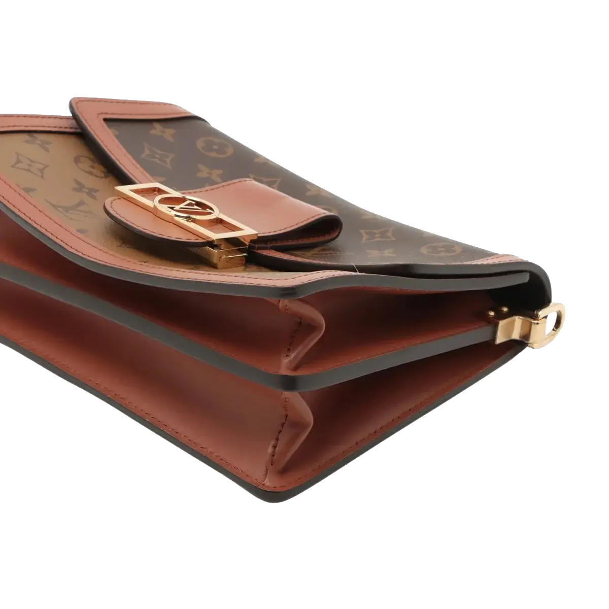 Pre-Loved Dauphine Shoulder Bag Monogram Coated Canvas MM with Gold Hardware, Brown