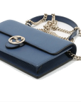 Pre-Loved Interlocking G Wallet on Chain Crossbody Bag Leather with Gold Hardware, Blue