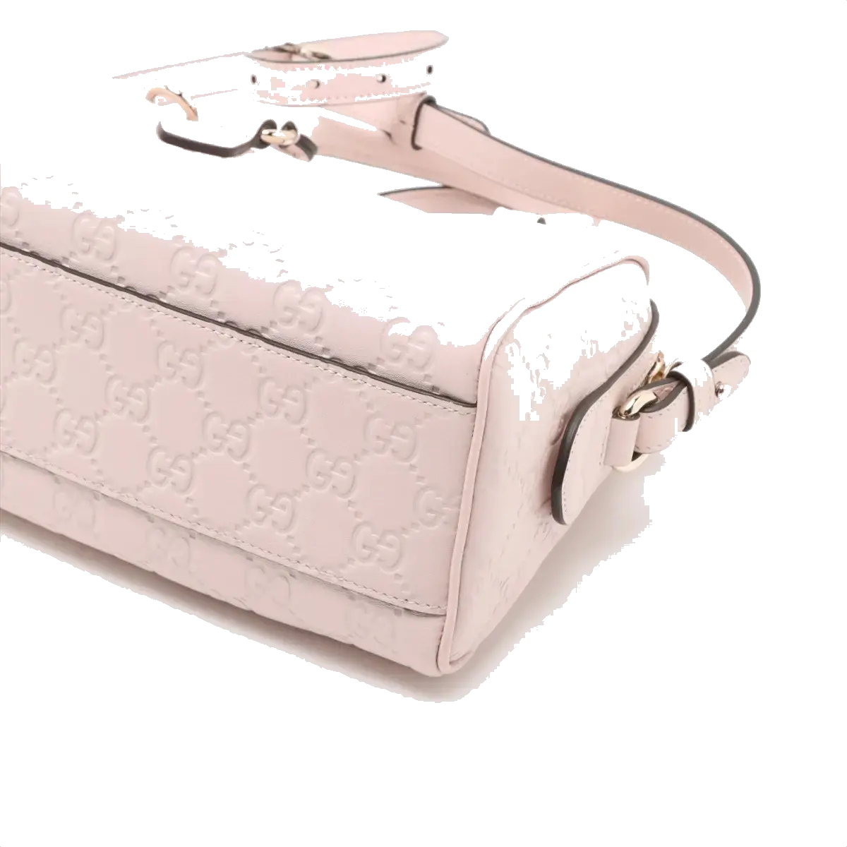 Pre-Loved Boston Bag Handbag Guccissima Leather Mini with Gold Hardware, Light Pink