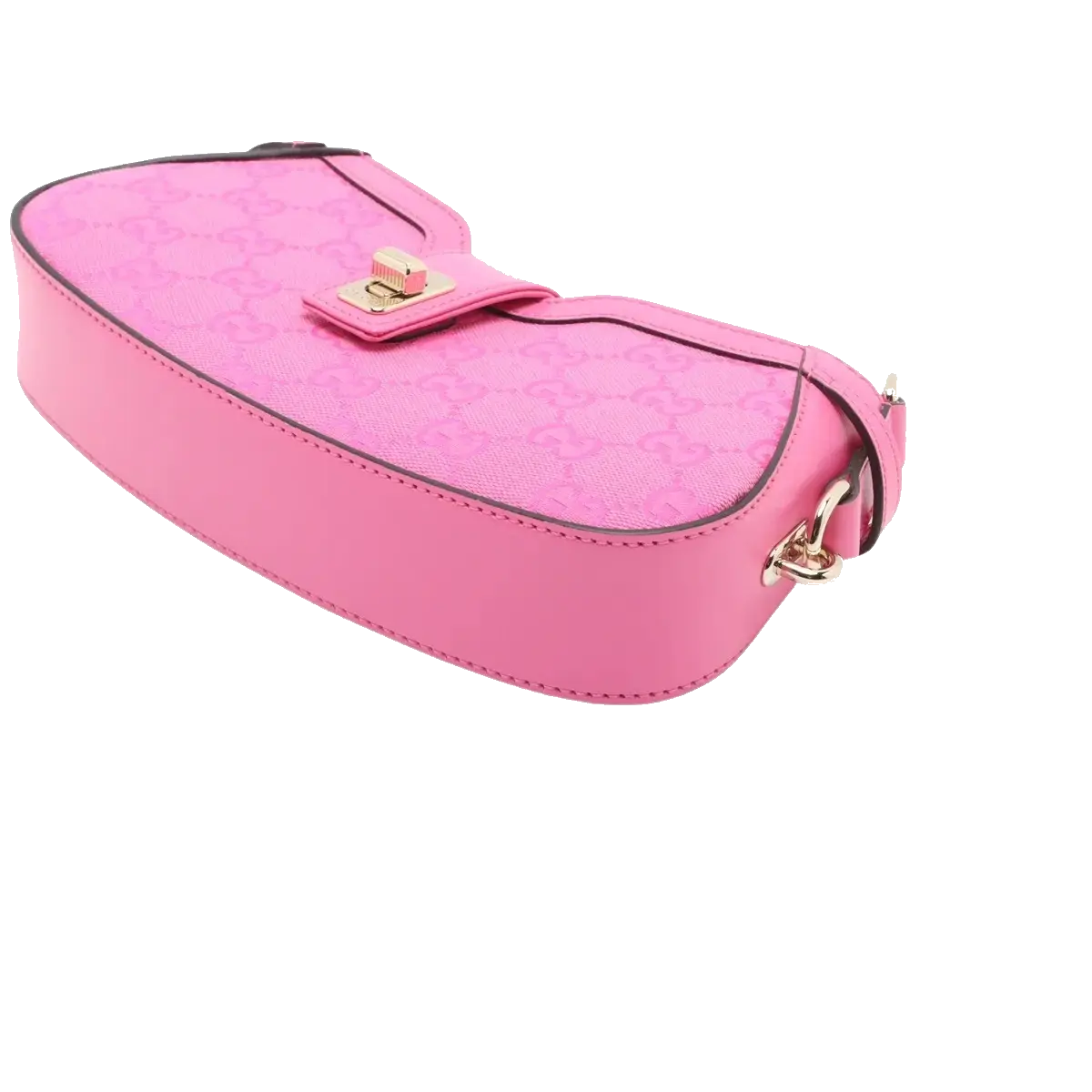 Pre-Loved Moon Side GG Mini Shoulder Bag Monogram Coated Canvas Mini with Gold Hardware, Pink