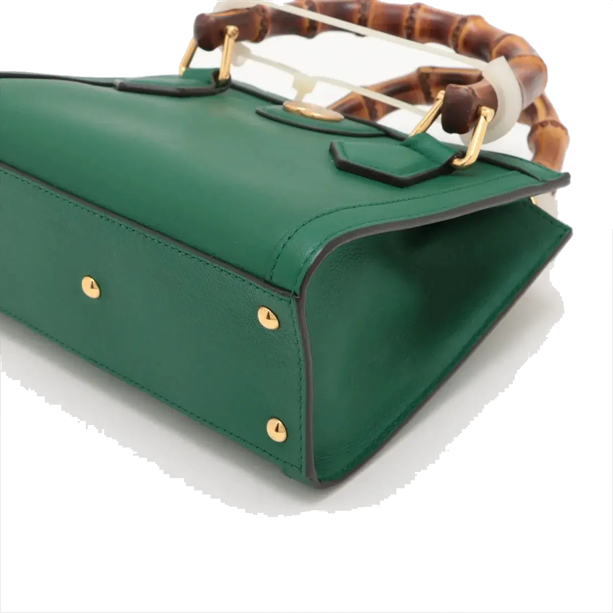 Pre-Loved Diana Bamboo Tote Leather Mini with Gold Hardware, Green