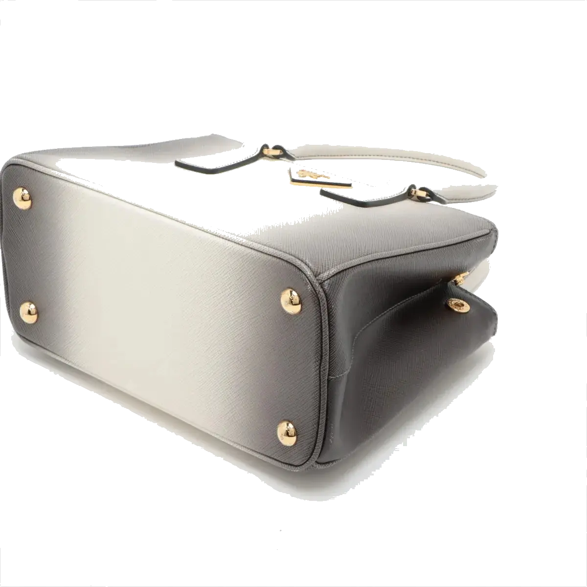 Pre-Loved Galleria Handbag Leather Small with Gold Hardware, Gradient Grey/White