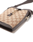 Pre-Loved Jackie Crossbody Bag Monogram Coated Canvas Mini with Gold Hardware, Beige Brown