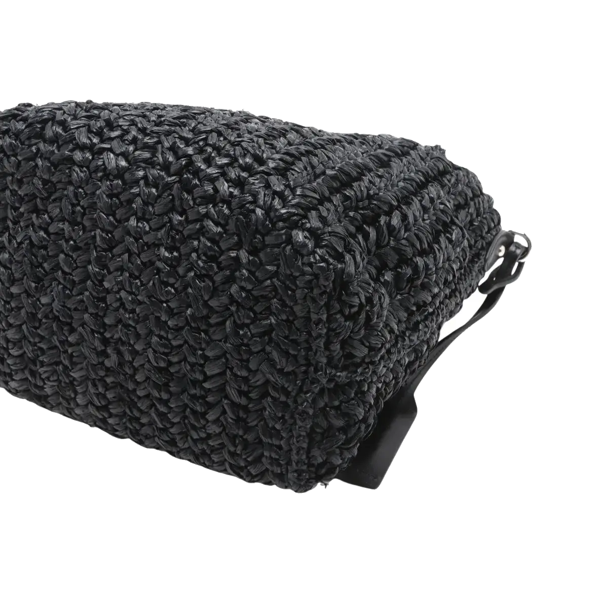 Pre-Loved Crossbody Bag Crochet Raffia with Silver Hardware, Black