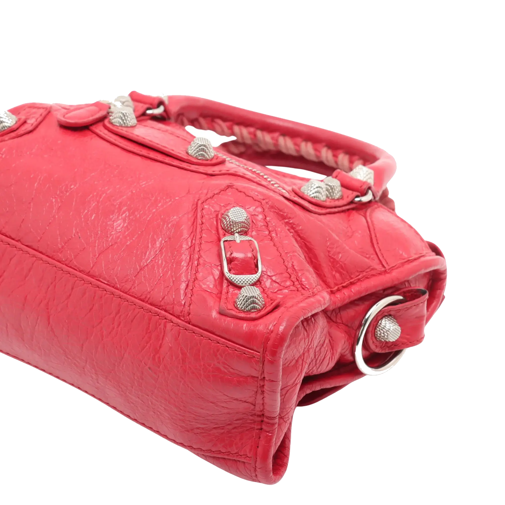Pre-Loved Classic City Handbag Leather Mini with Silver Hardware, Red