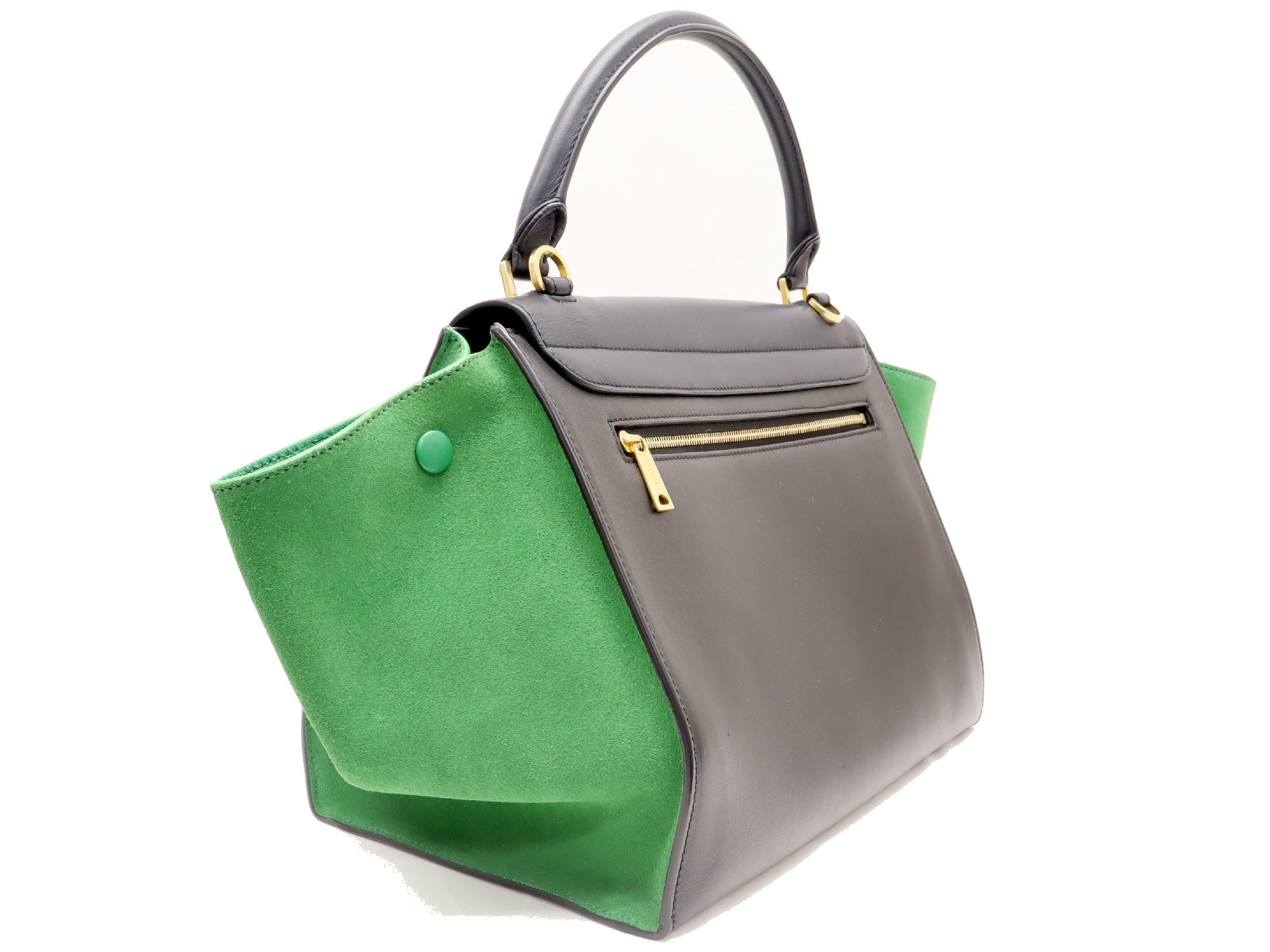 Pre-Loved Trapeze Handbag Leather Medium with Gold Hardware, Gray