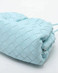 Pre-Loved The Pouch Crossbody Bag Intrecciato Leather Mini with Silver Hardware, Light Blue
